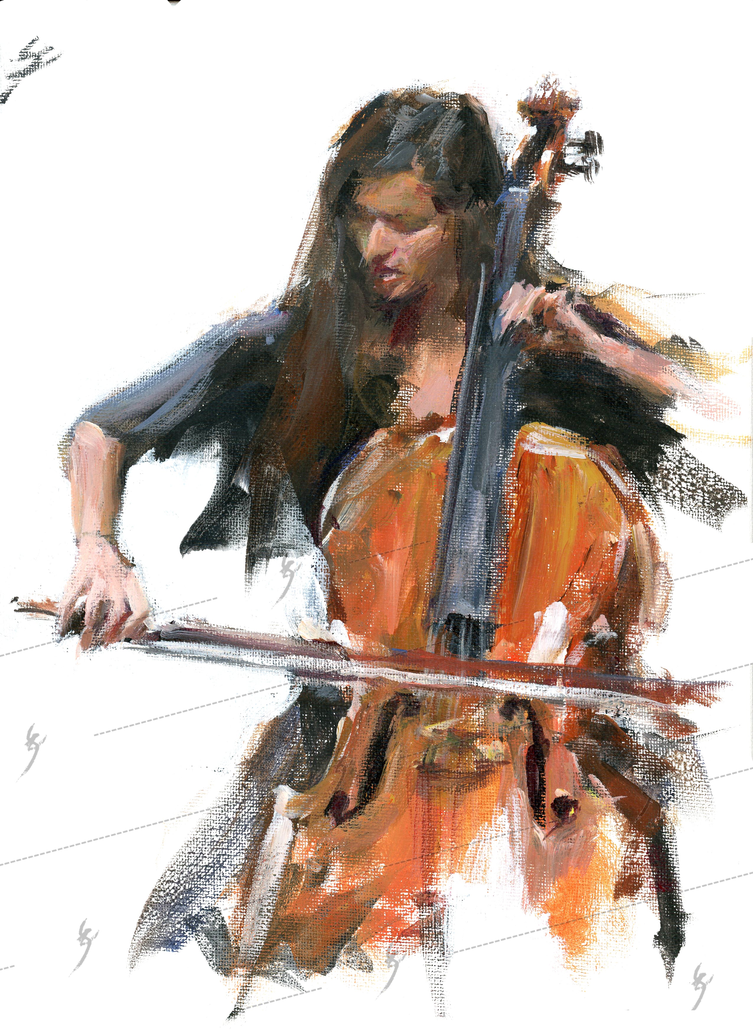 "Virtuosity" cello art Canvas