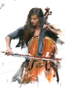 "Virtuosity" Framed poster. Cello art.